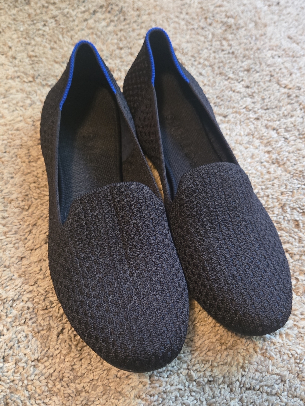 black knit slip-on loafers by Rothy's
